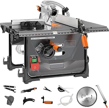 Generic Retractable Tablesaw, 8.5-Inch Saw Blade, 5000r/Min, 90/0-45 Cutting Angle, Dust Collection, Cabinet, Floor, Skirting Cutting