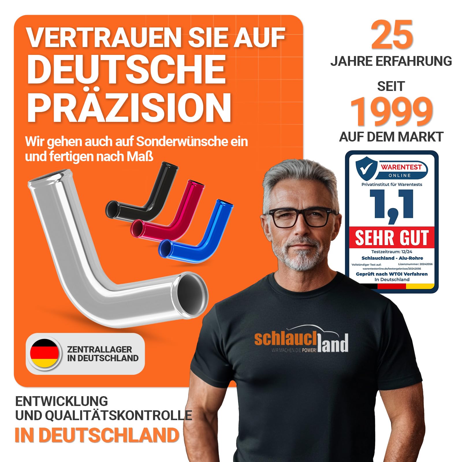 90° ALU-ROHRBOGEN AD-Ø 38mm silber Alurohr poliert & gebördelt | AUSWAHL FARBEN & GRÖSSEN | Alu-Rohr-Bogen DIN EN T6063 Grad Aluminium Rohr Winkel Motor KFZ LLK Bogen Turbo Schlauch-Verbinder