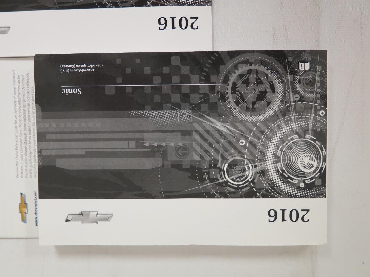 Quick Reference Guide for 2016 Sonic showing a red car
