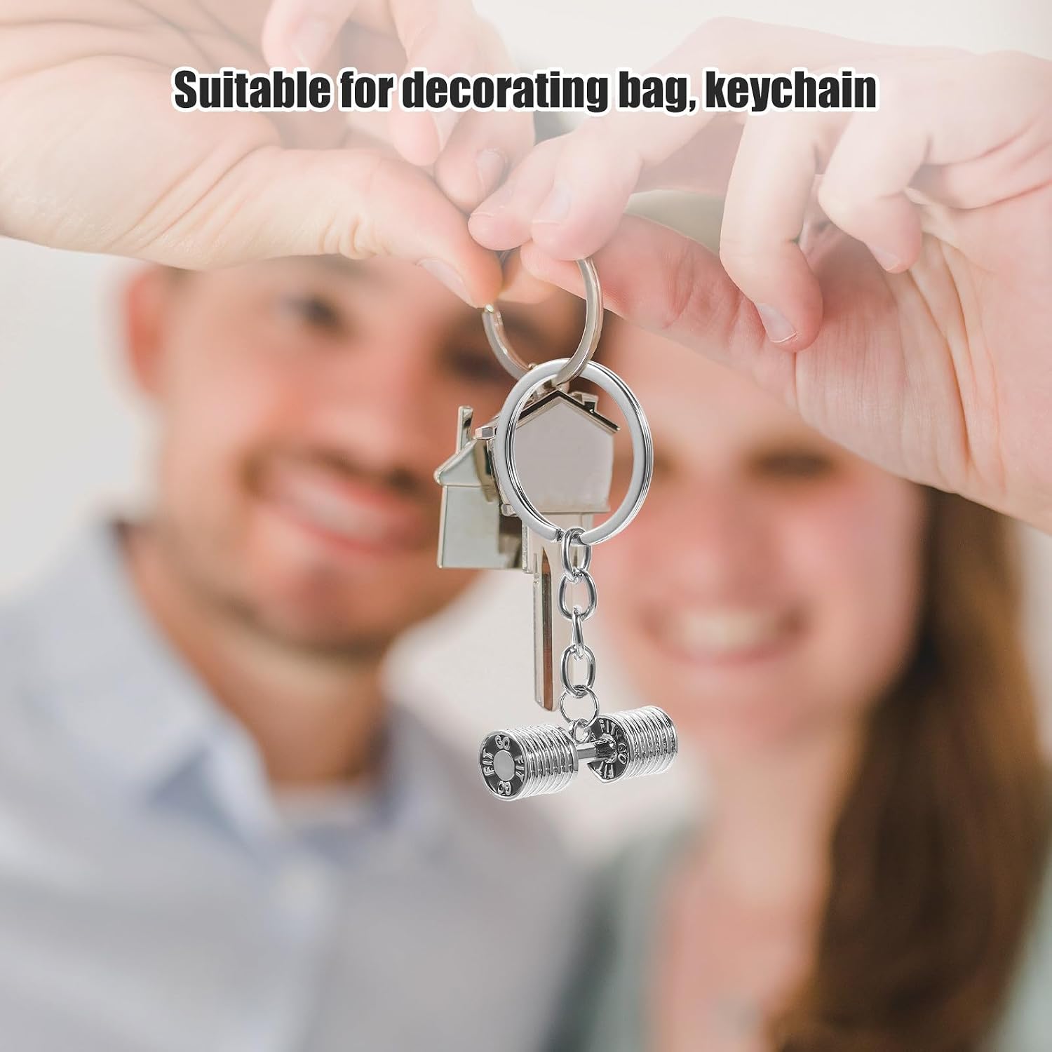 BESPORTBLE Creative Dumbbell Keychain with Realistic Dumbbell Design for Fitness Enthusiasts, Zinc Alloy Material Decorative Gym Accessory that Can be Hung on Bag, Gift for Father's Day image 5