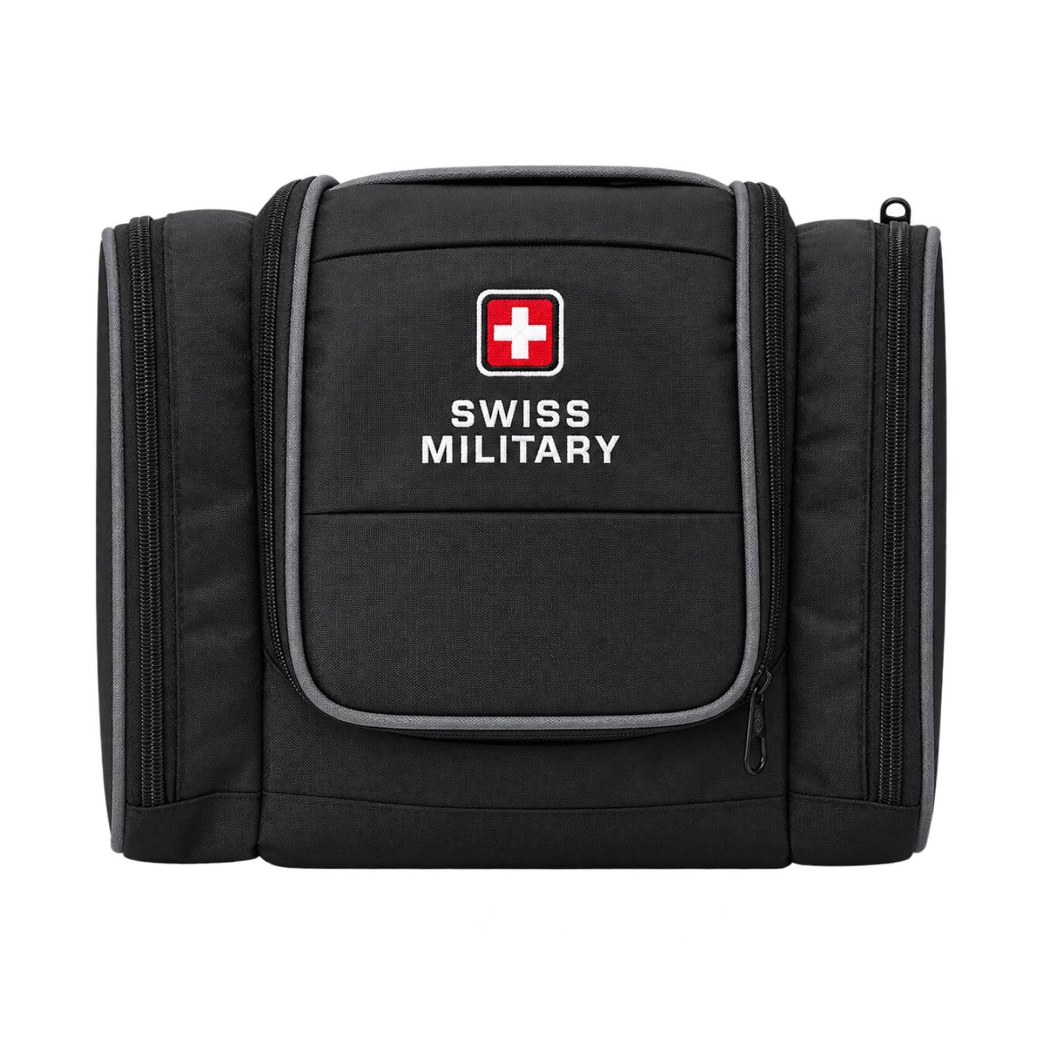 Swiss Military Unisex 5L Water-Resistant Toiletry Bag for Travel with Multiple Compartments, Quick Access Pocket, Durable Zippers, Organizer for Toiletries, Makeup and Essentials-Black