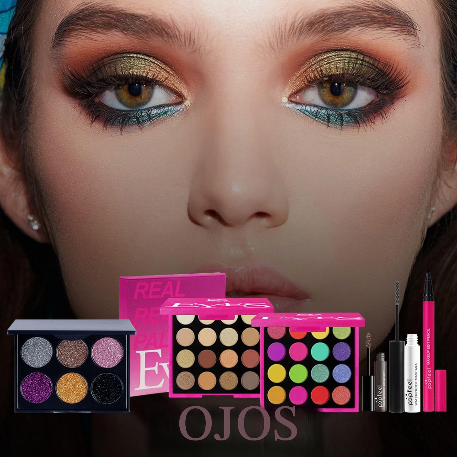 Kit de Maquillaje Todo en Uno, All in One Makeup Set para Mujeres con Base, Sombra de Ojos, Delineador, Rímel, Labial, Corrector, etc, Kit Completo de Cosméticos para Principiantes con Estuche