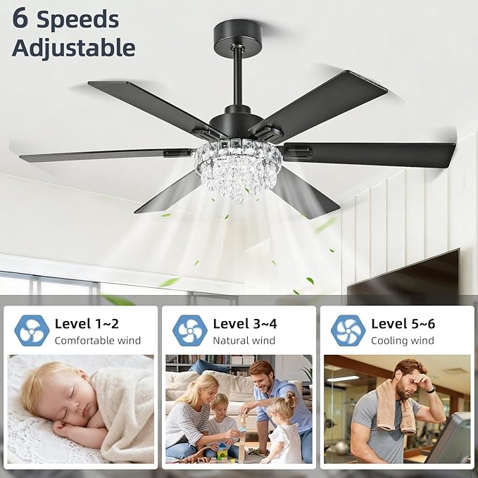 Ventilador de Techo 52 Pulgadas Con Luz y Control Remoto 6 V miniatura 5