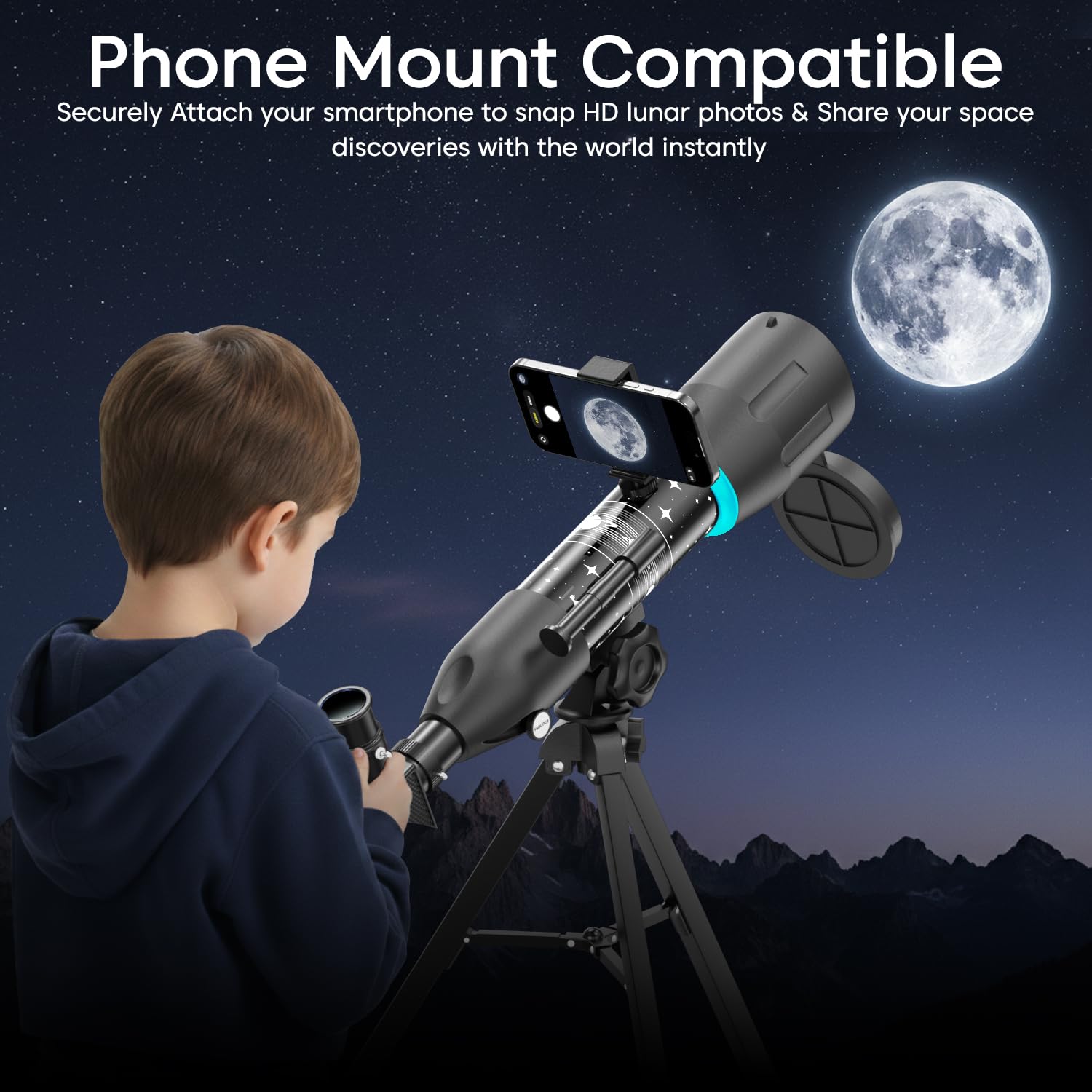 Sounce StellarScope Refractor Telescope with 96x Zoom, Glass Optics, Black — Amazon image 4