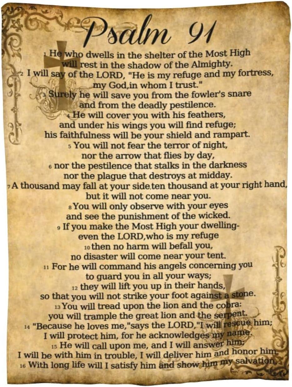 Psalm 91 Blanket Christian Gifts (50x40inch)- Religious Throw Blanket Soft Lightweight Cozy Plush Warm Blankets for Women Men - Image 4