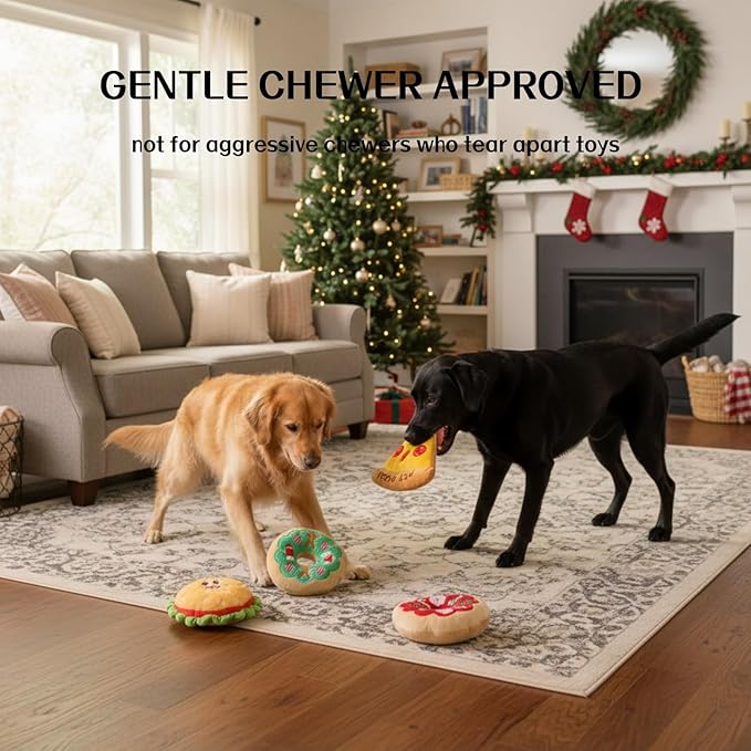 Juguete para Perro Mordible y Sonoro con Squeaker, Diseño Hamburguesa miniatura 8