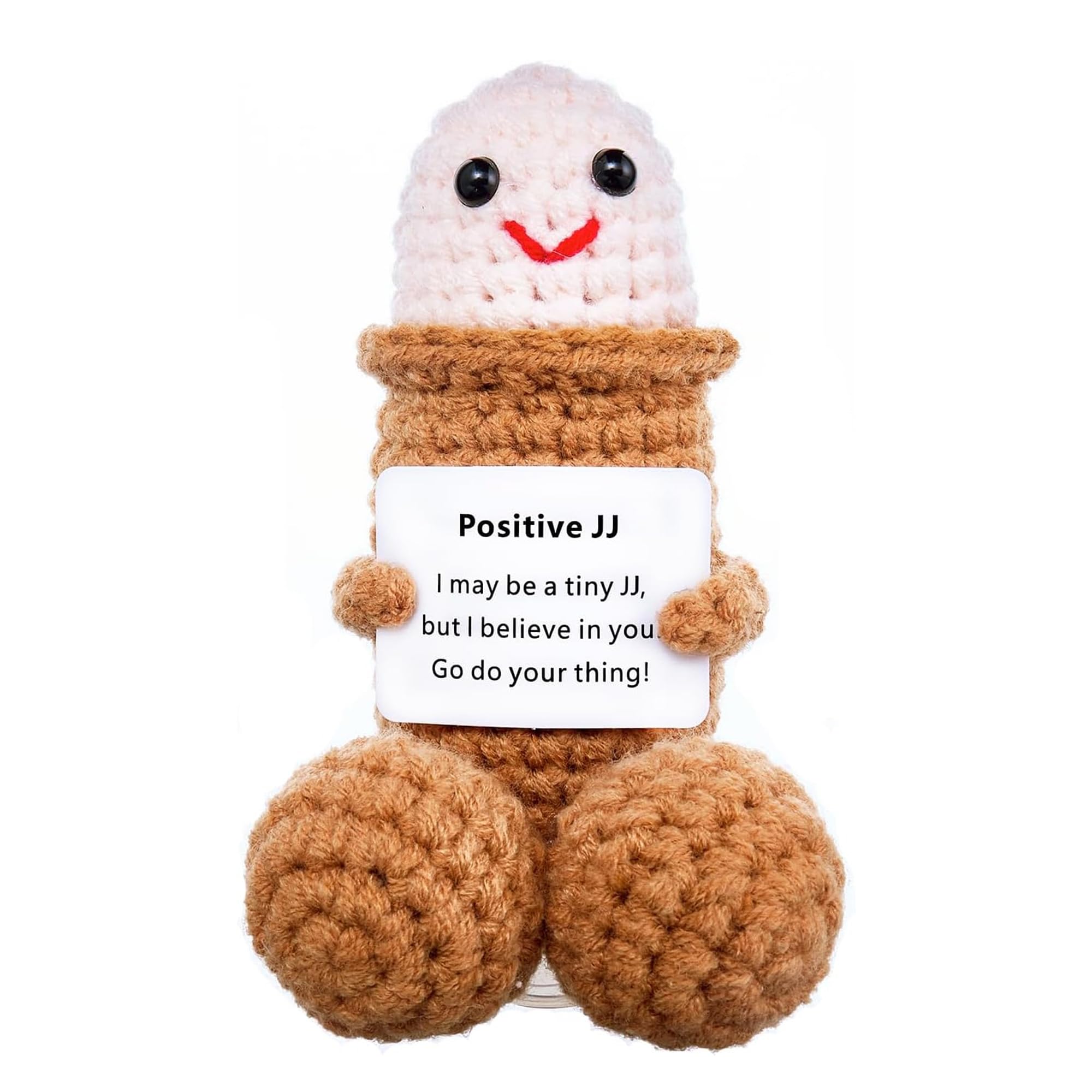 RynoPulse Funny Positive Dick, Mini Positive Dick Crochet Gifts, Emotional Crochet Plush Doll Toy, Gifts for Friends/Boyfriend/Husband (B)