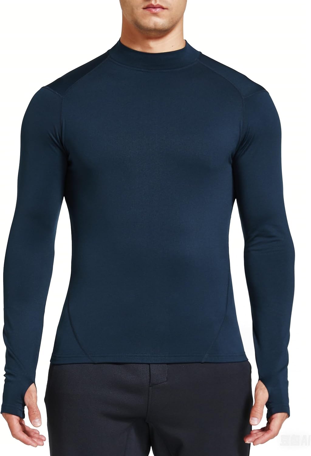 FitsT4 Sports Men's Thermal Shirt Fleece Lined Mock Neck Base Layer Tops - Image 3
