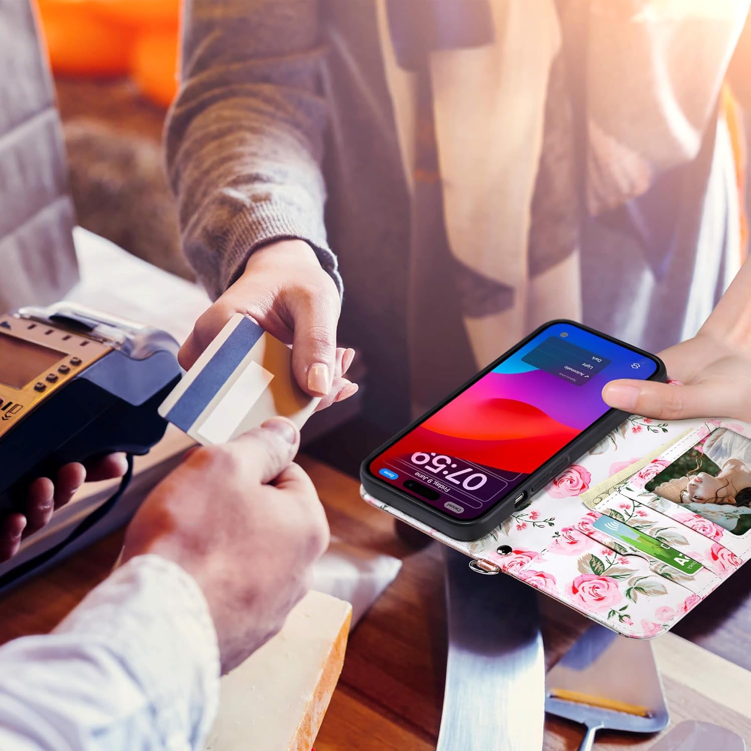 ULAK Compatible with iPhone 15 Pro Max Wallet Case for Women with Card Holder, Design Flower Flip PU Leather Kickstand Shockproof Protective Phone Cover for iPhone 15 Pro Max 6.7'' 2023, Rose Gold - Image 8