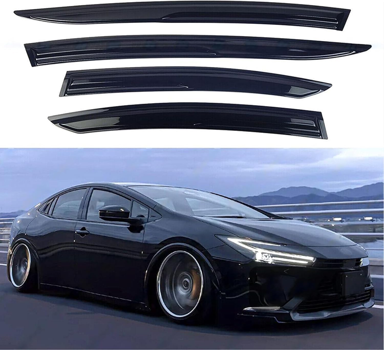Window Visor Fit for Prius 2023-2025 2 Door Window Deflector Tape on