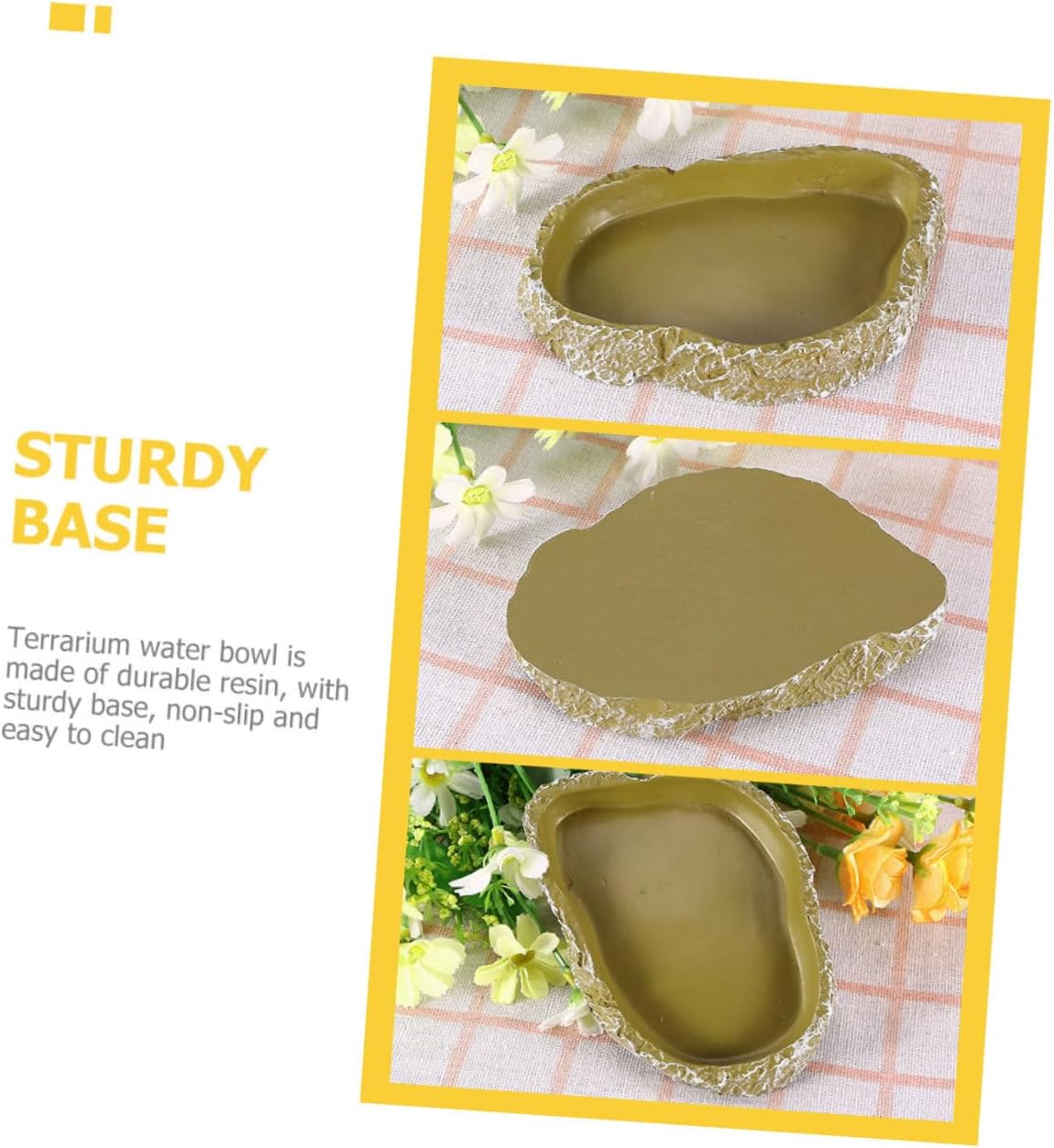 Toddmomy 3pcs Resin Reptile Feeding Bowls Aquatic Turtle Dish Lizard Tortoise Food Basins for Terrarium Aquarium Use