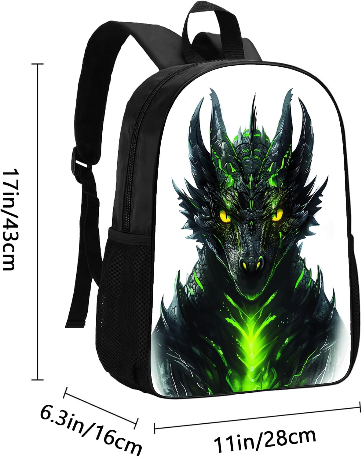 Kids Dragon Backpack Cool Dragon with Green Lava School Backpack for Boys Girls Teens Adults, Water Resistant Bookbag for Elementary Middle High School Students 17 Inch