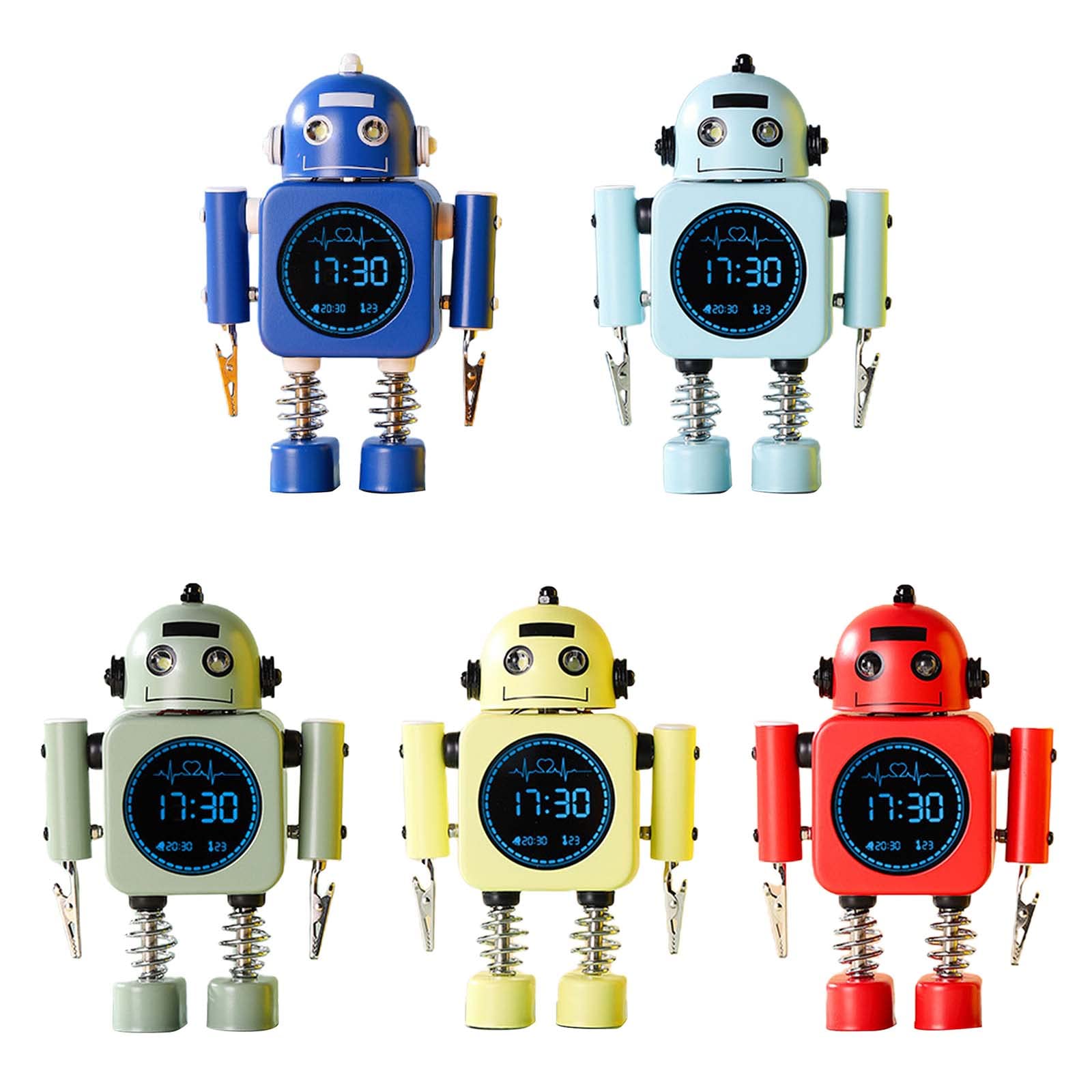 Robot - Reloj despertador digital inteligente con modo de repetición, visualización de temperatura, para niñas y niños, despertar dormitorio, para decoración de niños, reloj despertador robot para