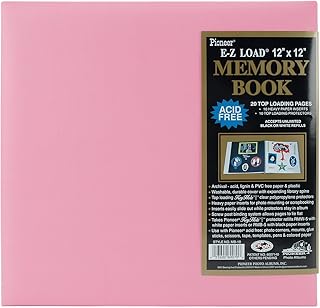 PIONEER 12 Inch by 12 Inch Pastel Leatherette Postbound Album, Light Pink