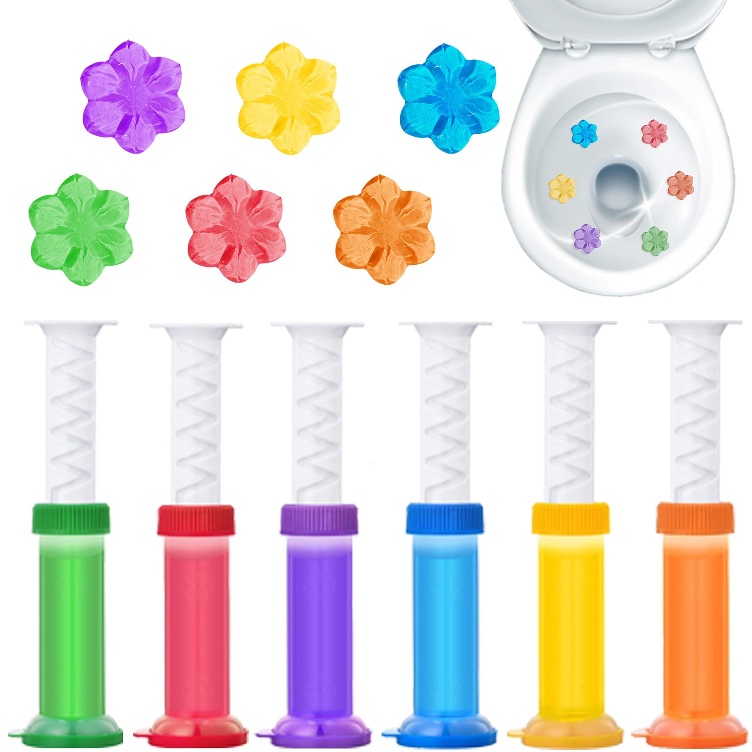 Toilet Stick Refill Cleaning Stamp, Toilet Bowl Small Flower Scented Stamp Cleaning 6Pcs/66 Count Flower Fragrance Bathroom Deodorizer Bowl Cleaner Toilet Wand Refills.