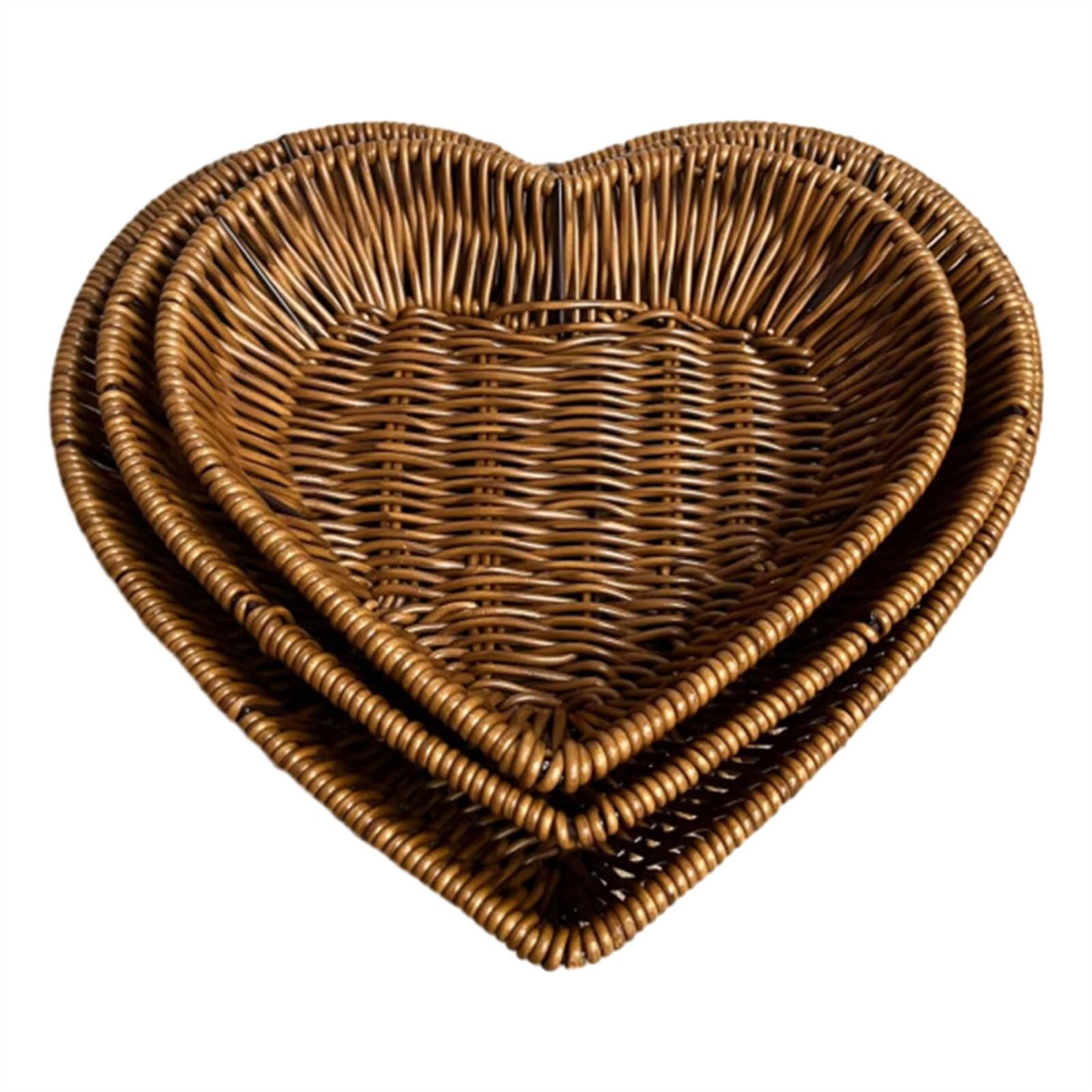 Fruit Basket Fruit Basket Heart-Shaped Woven Storage Multi-Uses Simulation Rattan Desktop Baskets For Bread Restaurant Serving Display Fruit Basket Bowl