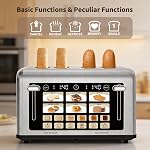 TouchScreen 4 Slice Toaster with Large Digital Display, 1.5" Extra Wide Slots for Bagels & Toast, 6 Shade Settings for Bread, Waffle,Bagel,Muffin, Reheat & Defrost - Stainless Steel