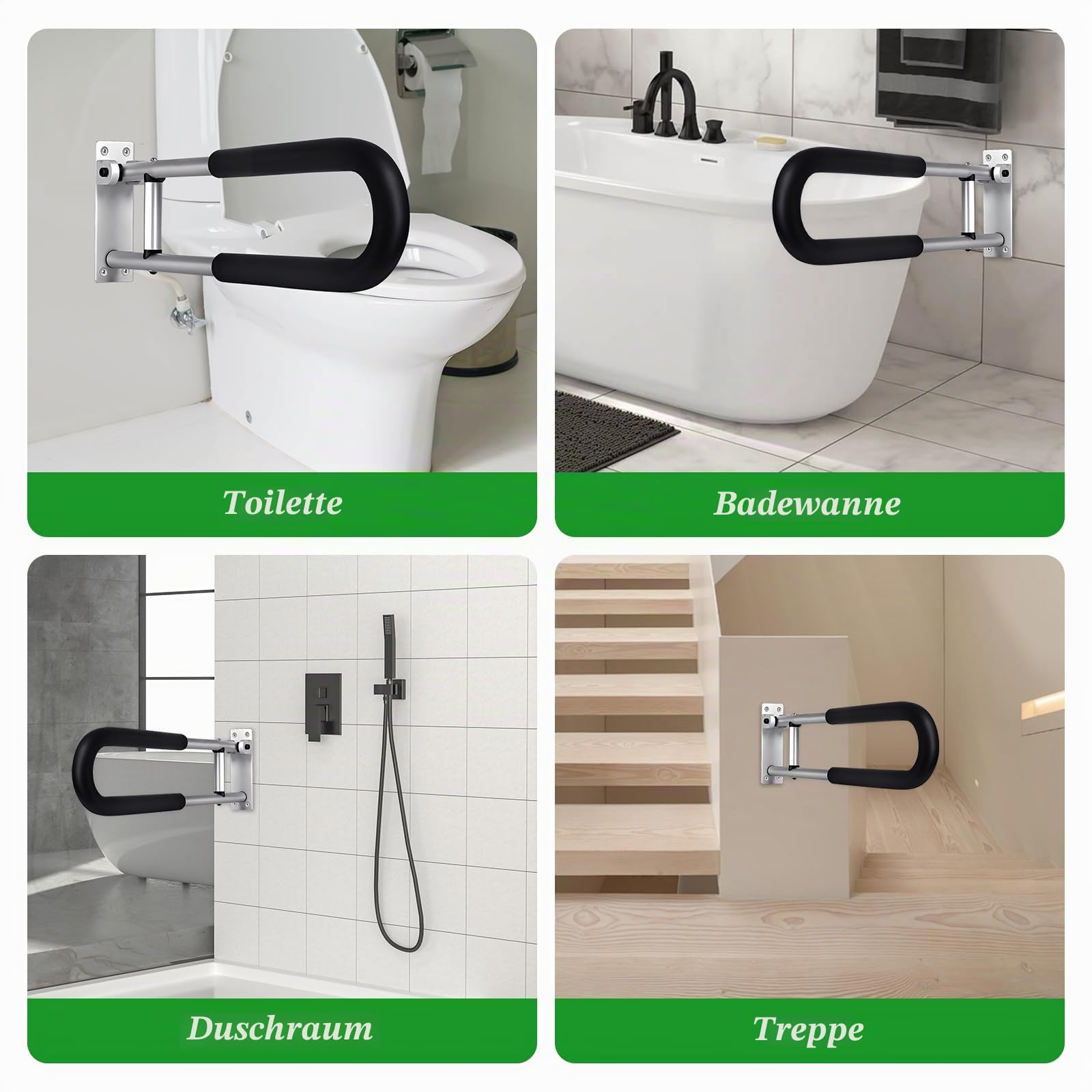 Haltegriff für Senioren, Klappbar Aufstehhilfe Toilette für Senioren | Behinderten WC Haltegriff 60CM, Rutschfest Handläufe für Die Toilettenpflege, Toilettenhaltegriff mit Tragfähigkeit 120KG