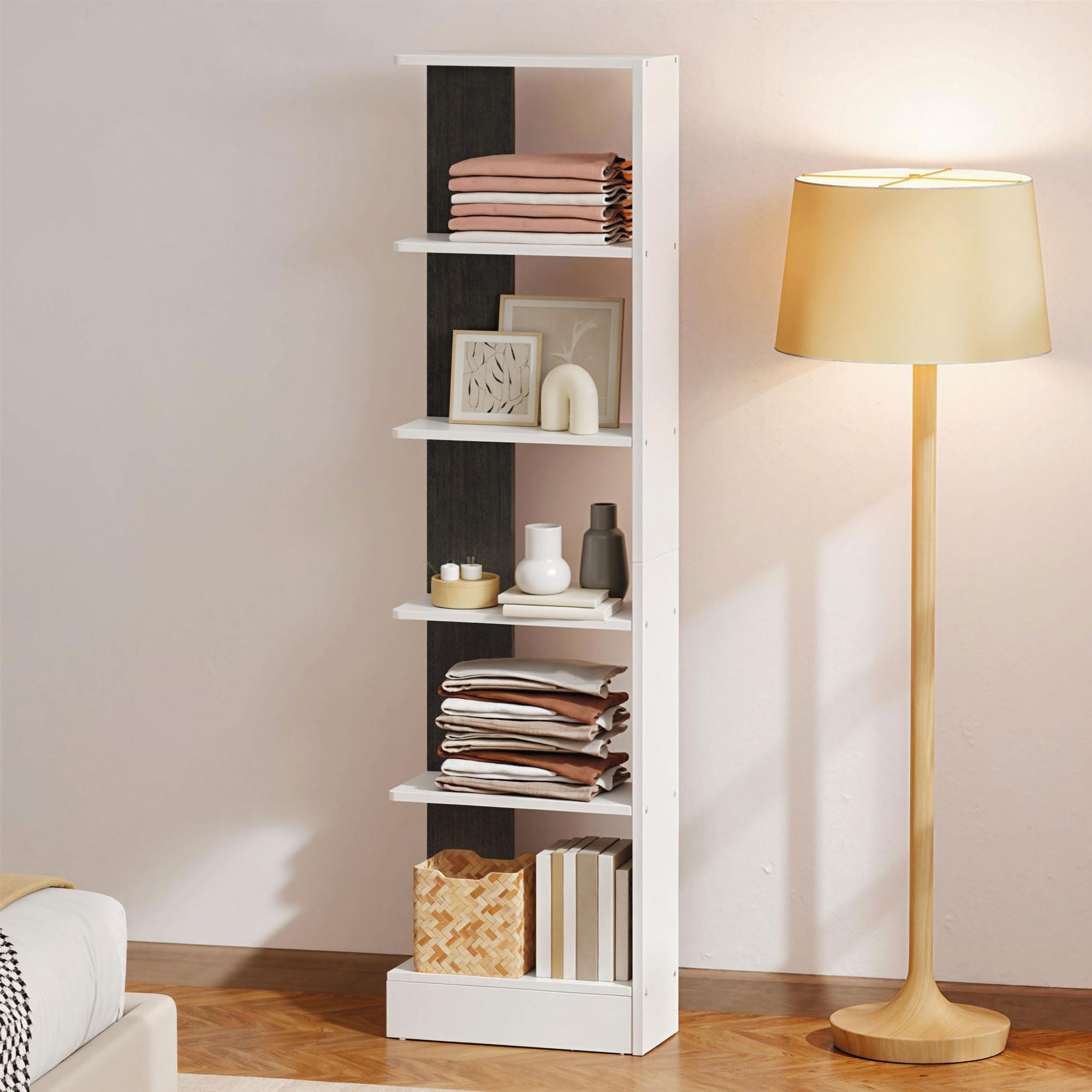 HOMCOM Estante Armario 5 Niveles 45x21x170cm Blanco/Negro