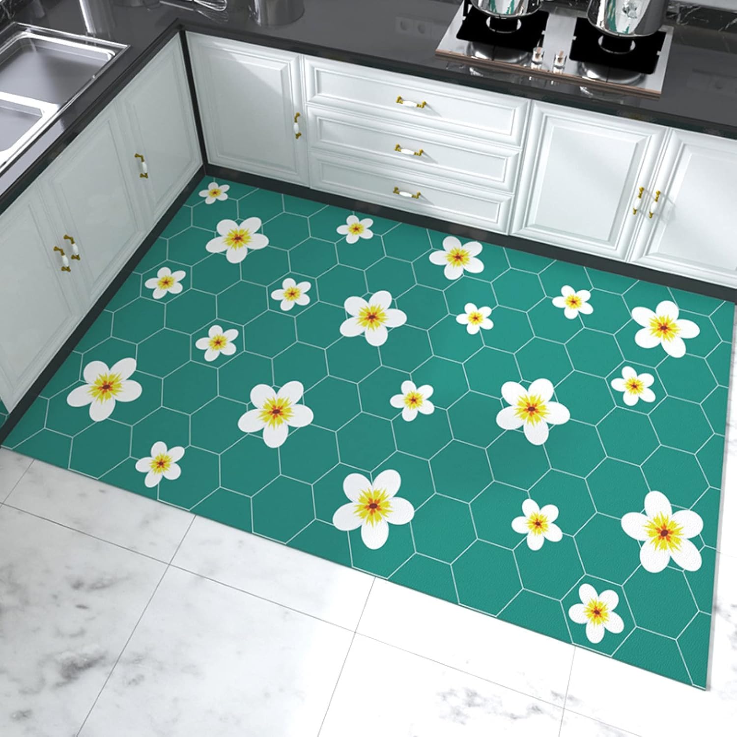 キッチンマット 120*160cm 台所マット ラグマット 踏み心地いい 低反発 クッション 撥水 防油 滑り止め 油水対策 食器保