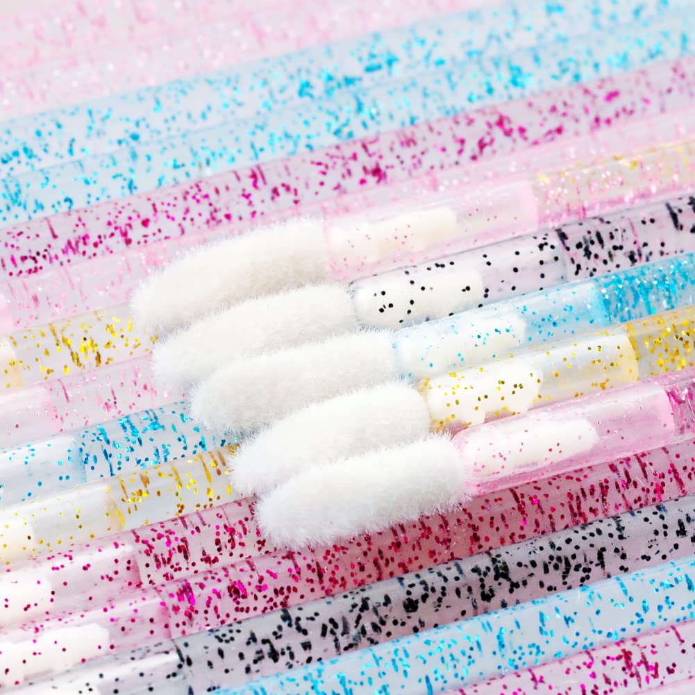 G2PLUS 100PCS Pinceaux Lèvre Jetables Lèvres Pinceaux,Brosse à Lèvres Jetable Applicateur Levre Lip Brush Parfait Outil de Maquillage Kits,Poignée en Cristal Multicolor