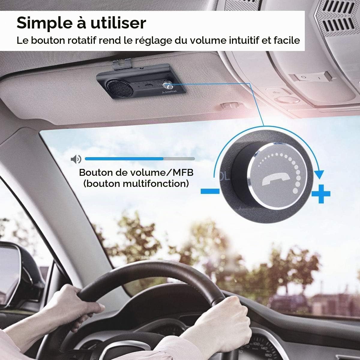 Avantree CK11 Bluetooth Kit Mains Libres Voiture, Haut-Parleur de qualité