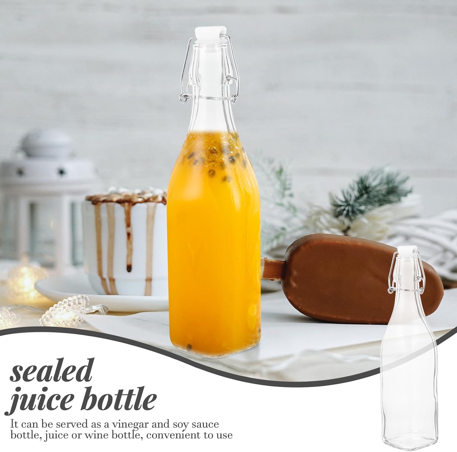 DOITOOL 2pcs 500ml Square Glass Oil Bottles with Flip-top Lid, Airtight Sealed Sauce and Beverage Dispensers for Kitchen Use