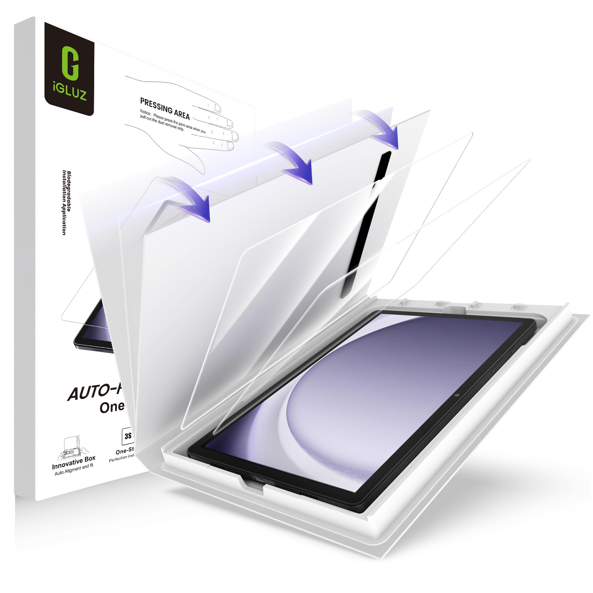 iGluz 2 Pack 9H Tempered Glass Screen Protector for Samsung Galaxy Tab A11 Plus/A9 Plus (11 inch) with Easy-Install Alignment Tray,A11 +/A9 +,Bubble Free,HD Clear,Scratch Resistant,S Pen Compatible