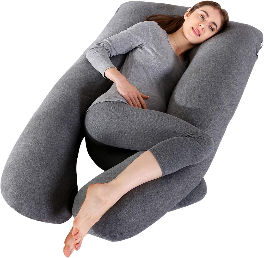 SHANNA Pregnancy Pillow for Sleeping, U Shaped Full Body Pillow Pregnancy Pillows, Maternity Pillow Support for Back, Hips, Legs for Pregnant Women, With Washable Cover (Black Grey)
