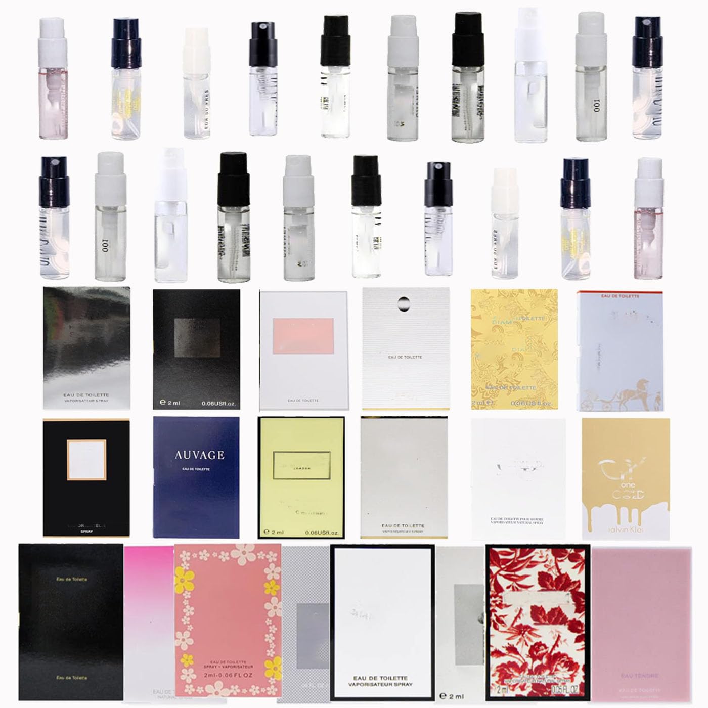 20 Piece Designer Fragrance Samples, Sampler Gift Set Women’s and Men’s Fragrance Sampler Collection Spray Perfume Travel Designer perfume sample Lot x20 Cologne Vials