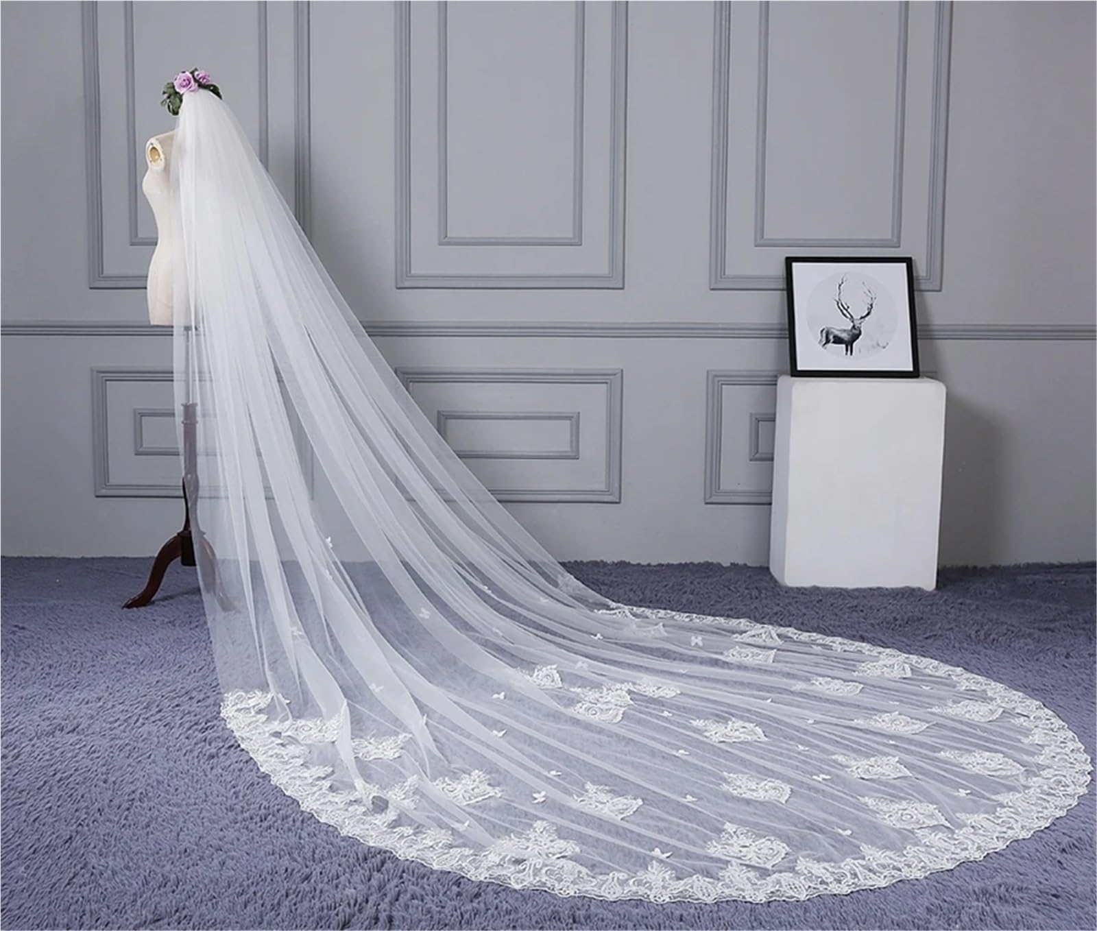 Generisch 3 Meter Kathedrale Brautschleier Brautschleier for Frauen Hochzeitszubehör Vestido de Noiva Brautschleier Noiva