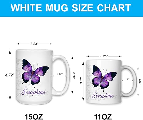 Miniatura 5 de Hyturtle Taza de café personalizada con diseño de mariposa para niñas, mujeres y amigas, regalos de cumpleaños y Navidad para amantes de las