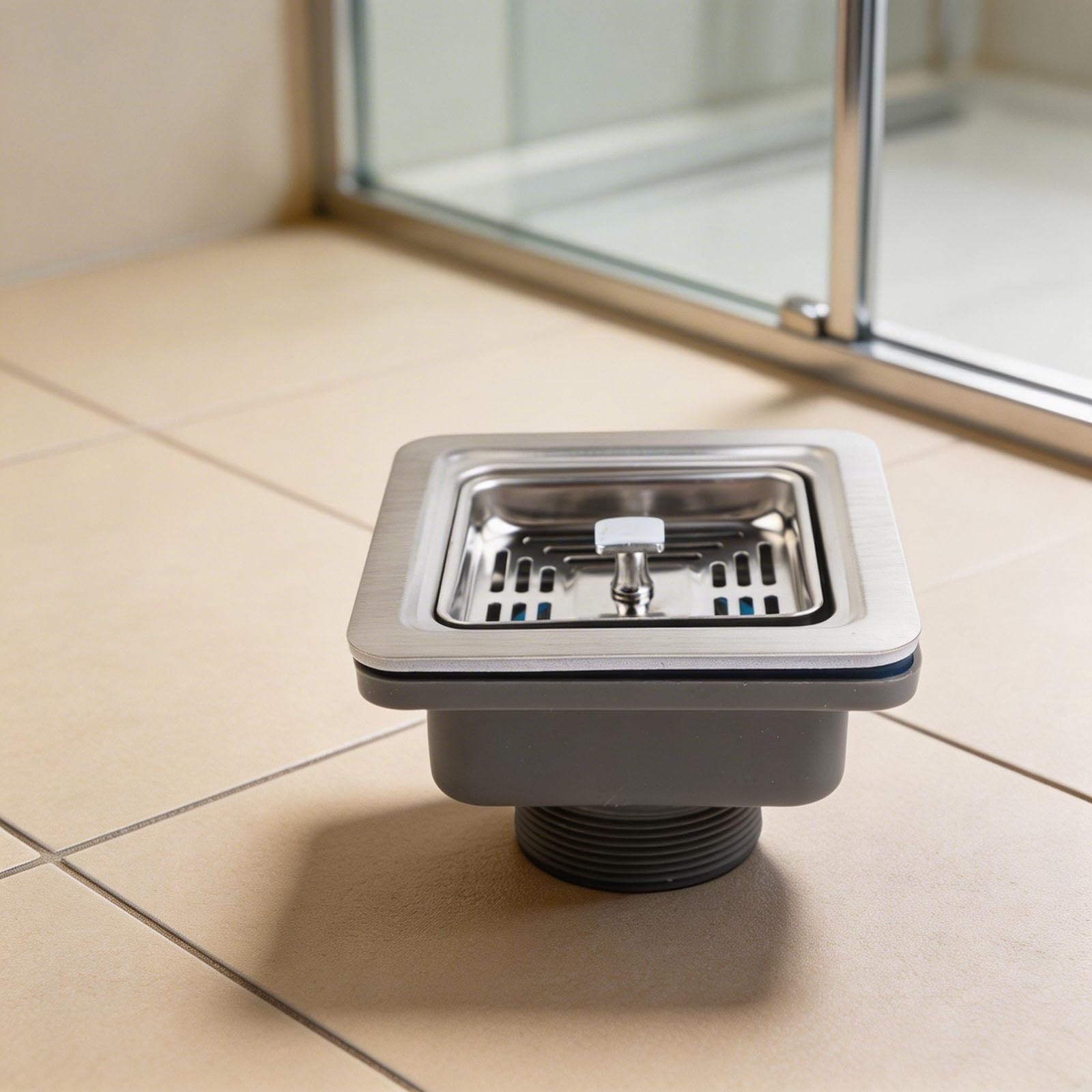 Desagüe cuadrado para fregadero de cocina de 114 mm, mecanismo de elevación de filtro de acero inoxidable para una captura eficiente de partículas de alimentos y eliminación de escombros