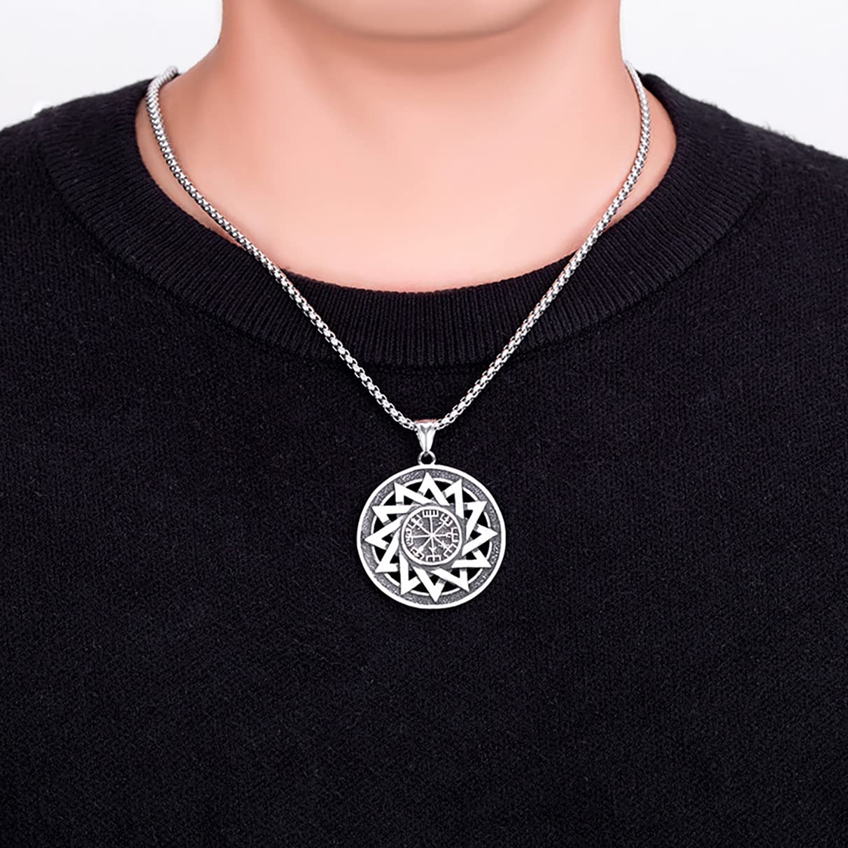 Popolare collana pentagramma soprannaturale catena di pelle argento