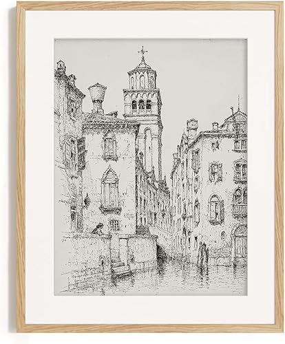 Miniatura 4 de Dibujo de ciudad de edificio con imagen gris rústica, arquitectura de la ciudad, póster de grabado de río, arte de pared vintage de granja, boceto