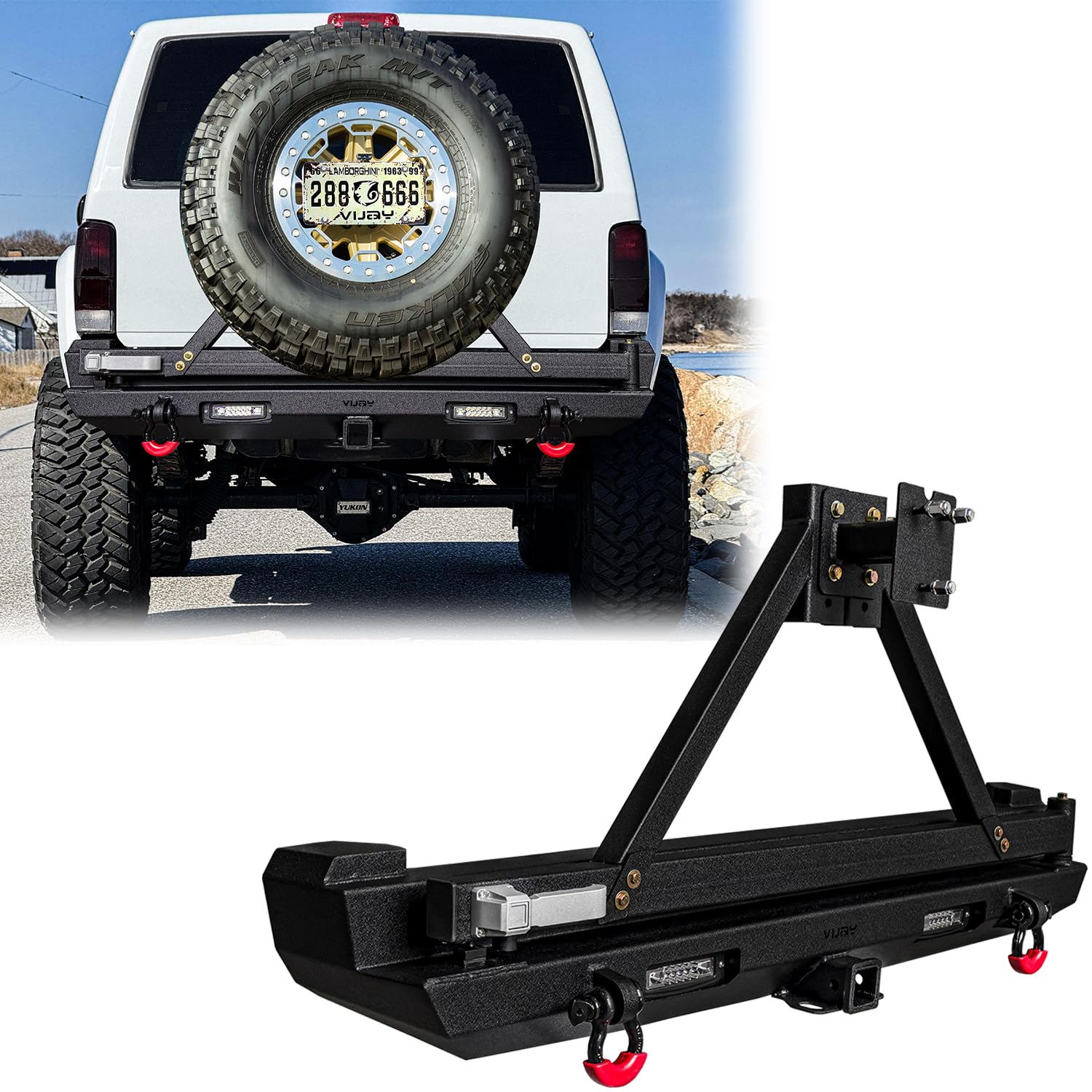 Amazon.co.jp: LUYWTE ブラックテクスチャリアバンパー スペアタイヤ  