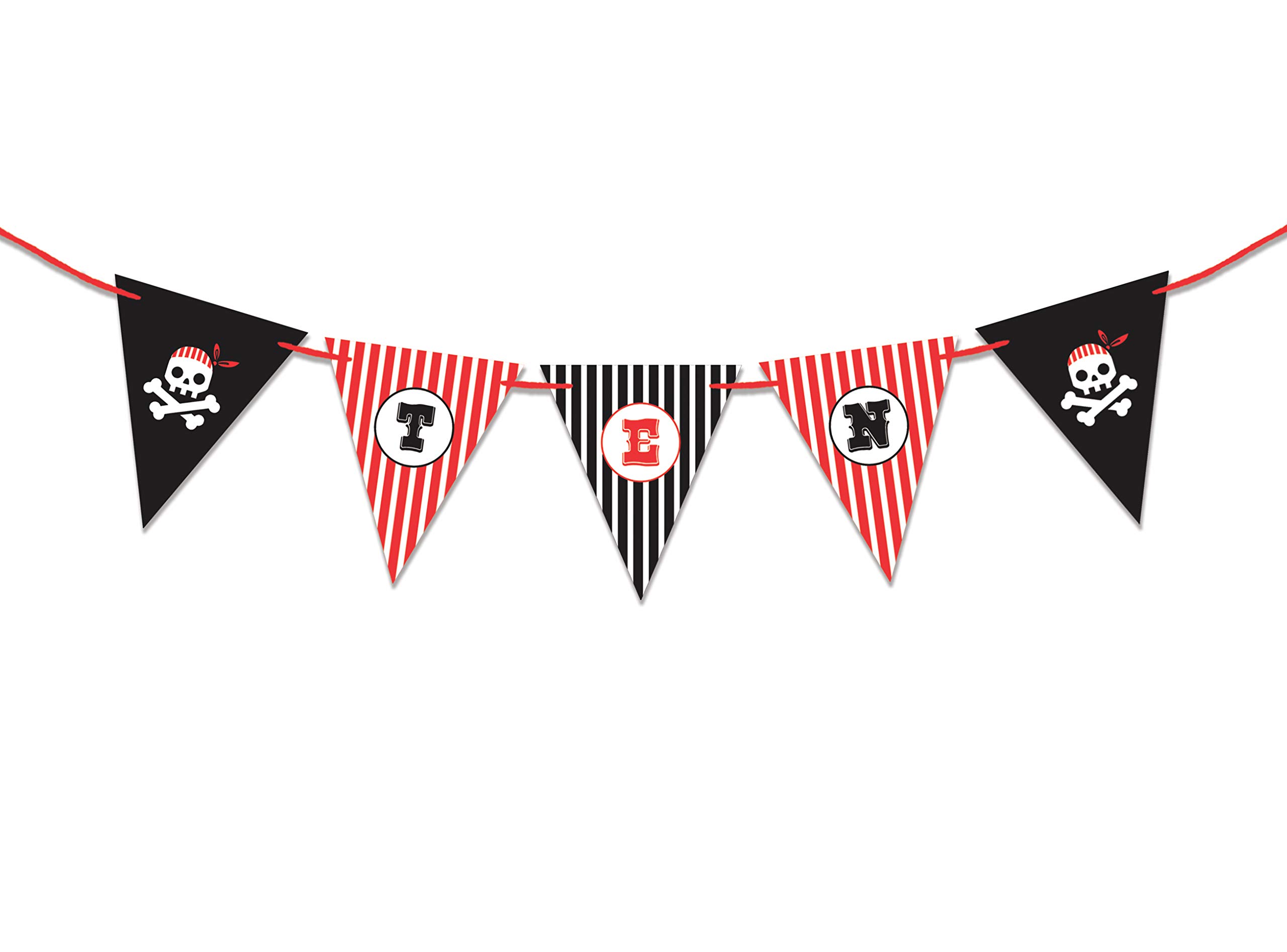 Inkdotpot Party Decorations for Kids I Am Ten Pennant Banner Flags for Boy Pirate Birthday Bunting Party Garland