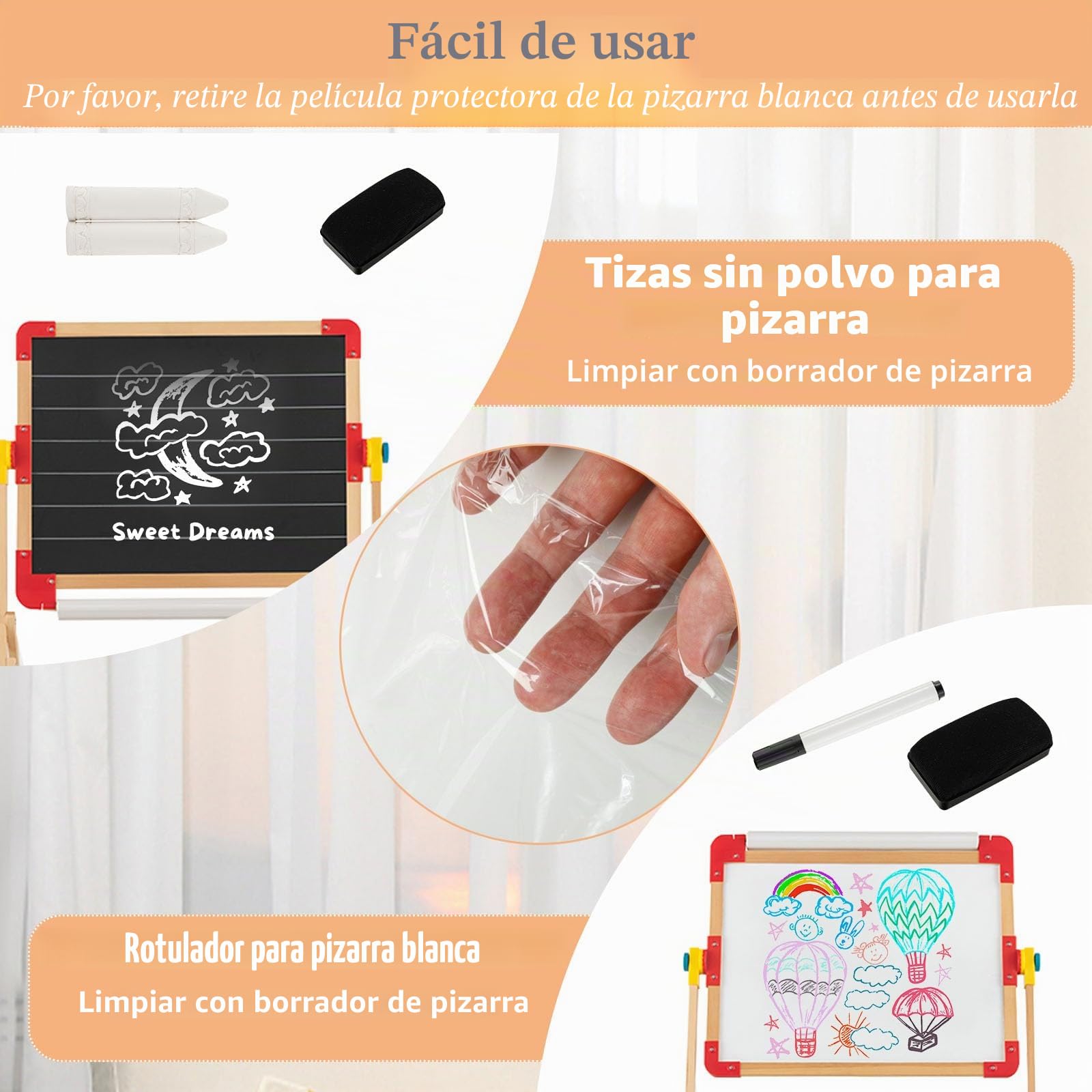 LIFEZEAL Juego de caballete infantil giratorio 360°, pizarra magnética de madera, para niños a partir de 3 años