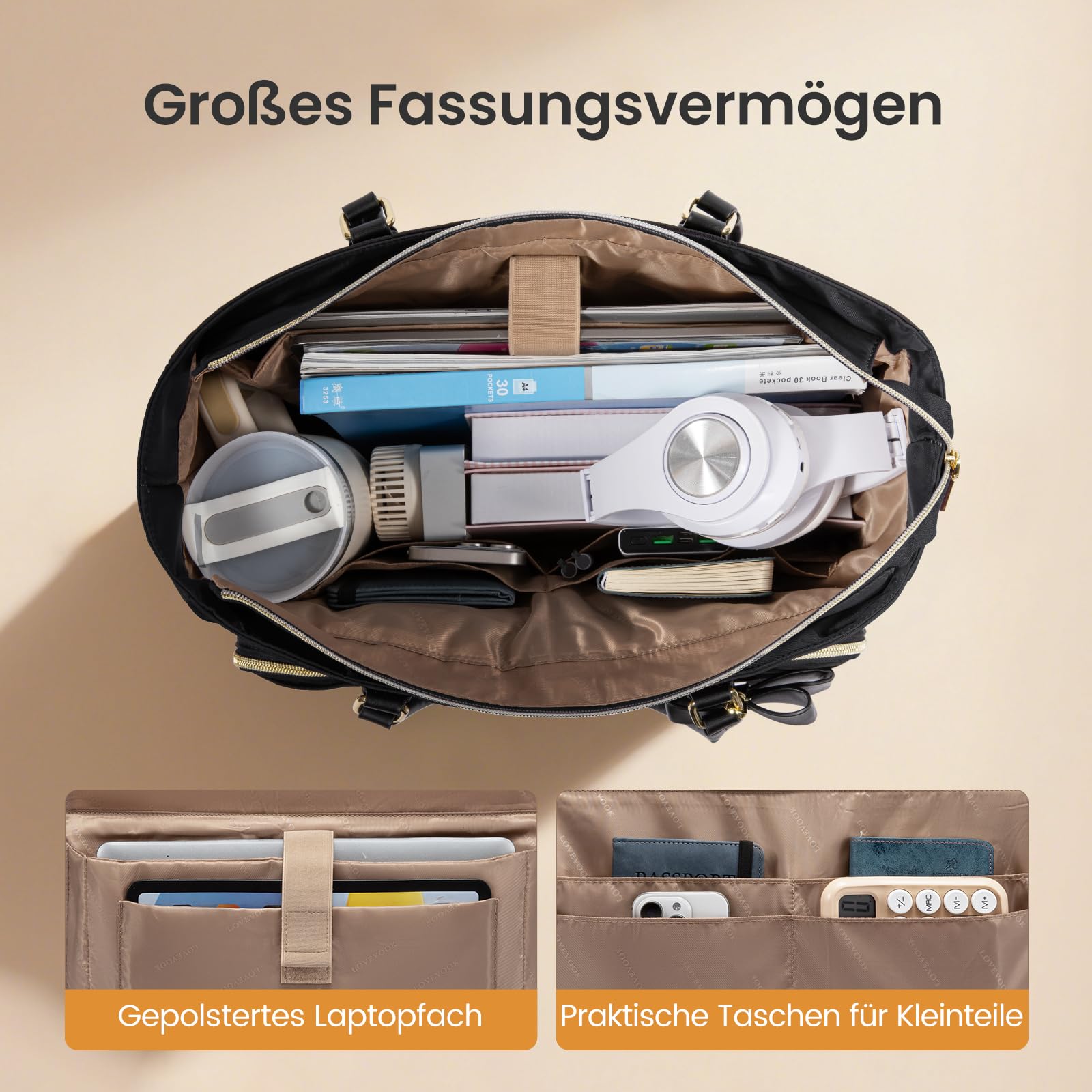 LOVEVOOK Lehrertasche Damen Laptoptasche Damen Arbeitstasche Aktentasche