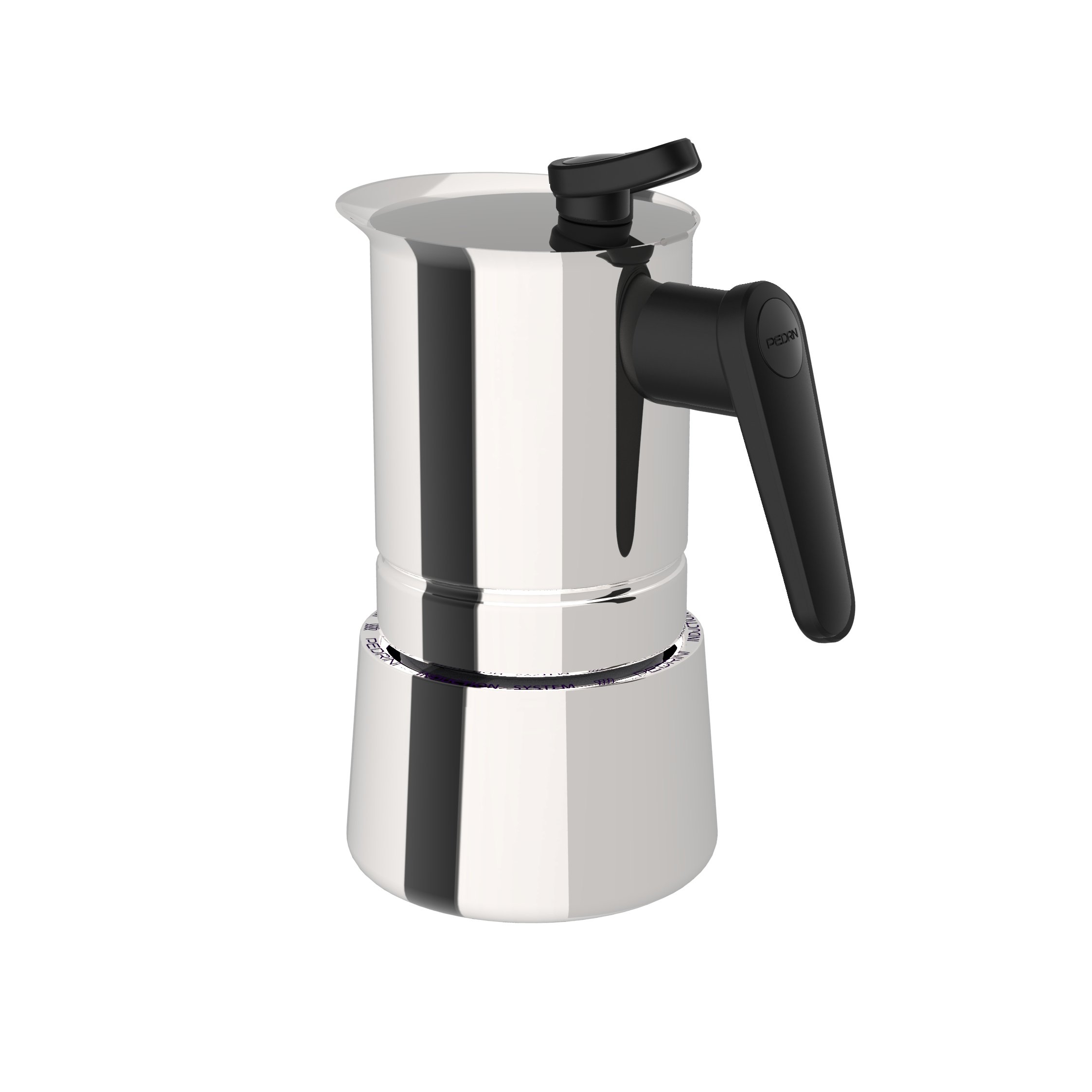PEDRINI Italy Moka Pot Coffee Maker, 6 Cup (270ml) β Stainless Steel 18/10 Stovetop & Induction Espresso Maker with Safety Valve & Heat-Resistant Handle