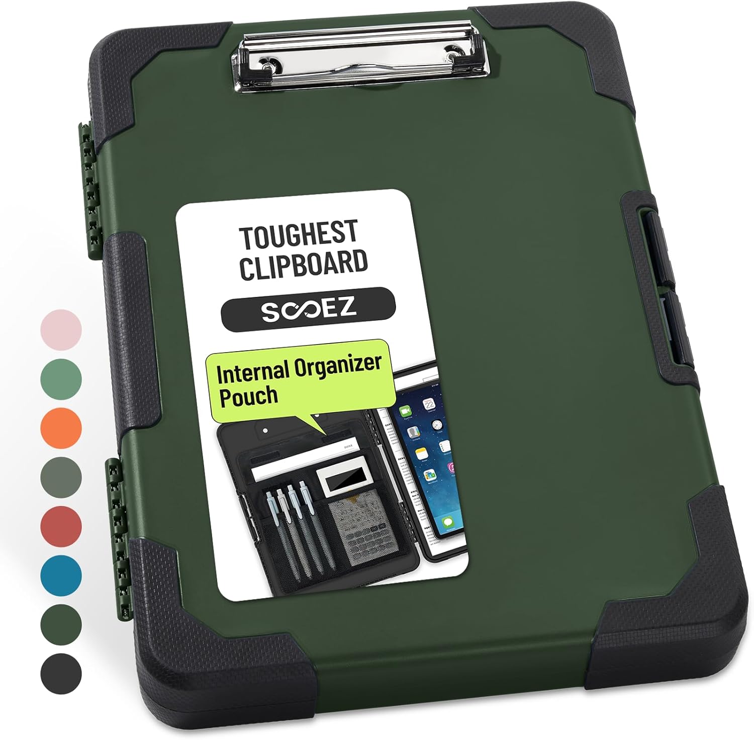 Sooez Toughest Clipboard with Storage, Internal Pen Pouch Included, Letter/ A4 Size, Shockproof Heavy Duty Plastic Clip Boards 8.5x11”, High Capacity Clipboards Box Case for Contractor Trucker Driver