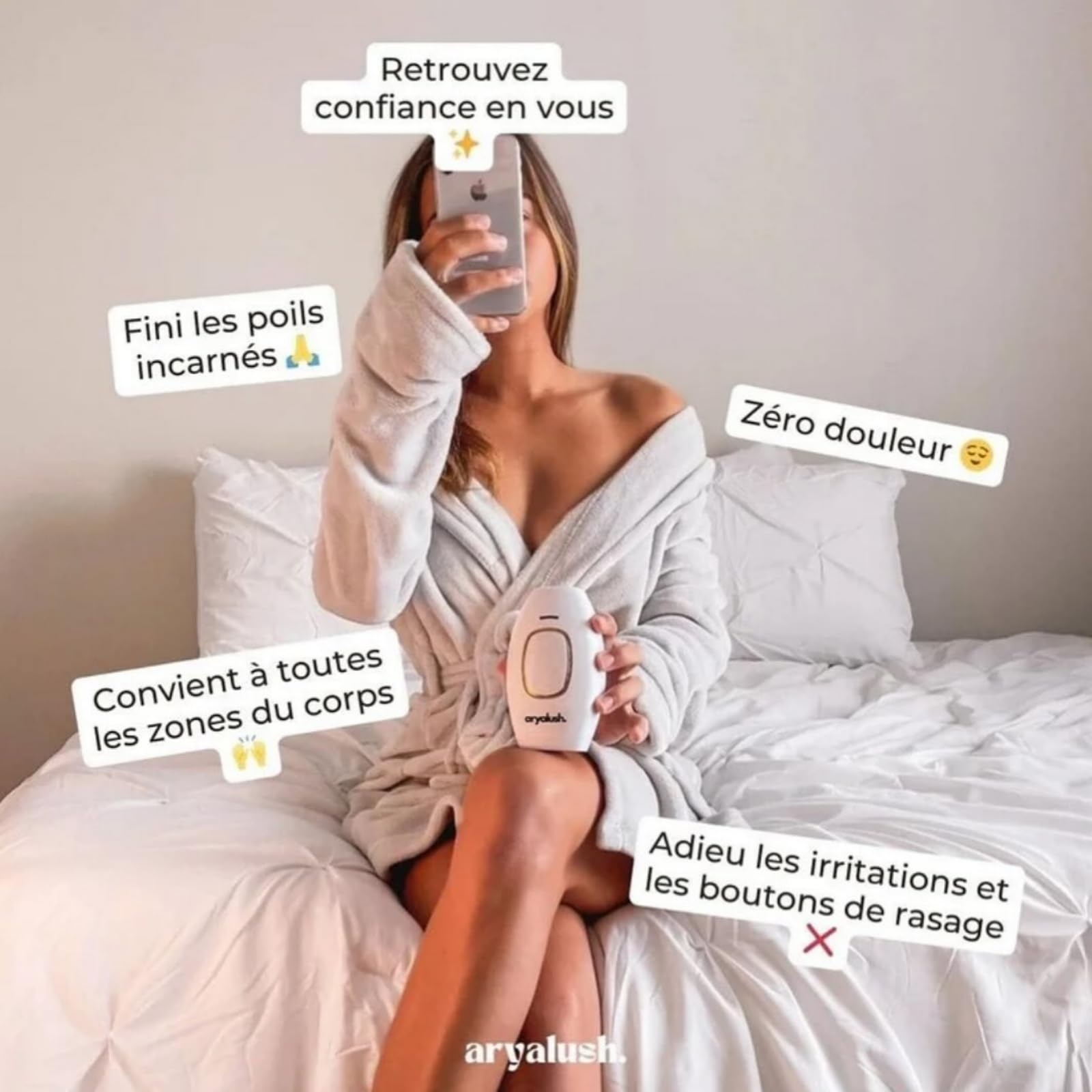aryalush IPL PULSE • ÉPILATEUR À LUMIÈRE PULSÉE，Épilation à Lumière Pulsée pour Femmes et Hommes | Épilation Laser à Domicile pour Visage, Bras, Jambes, Corps et Maillot