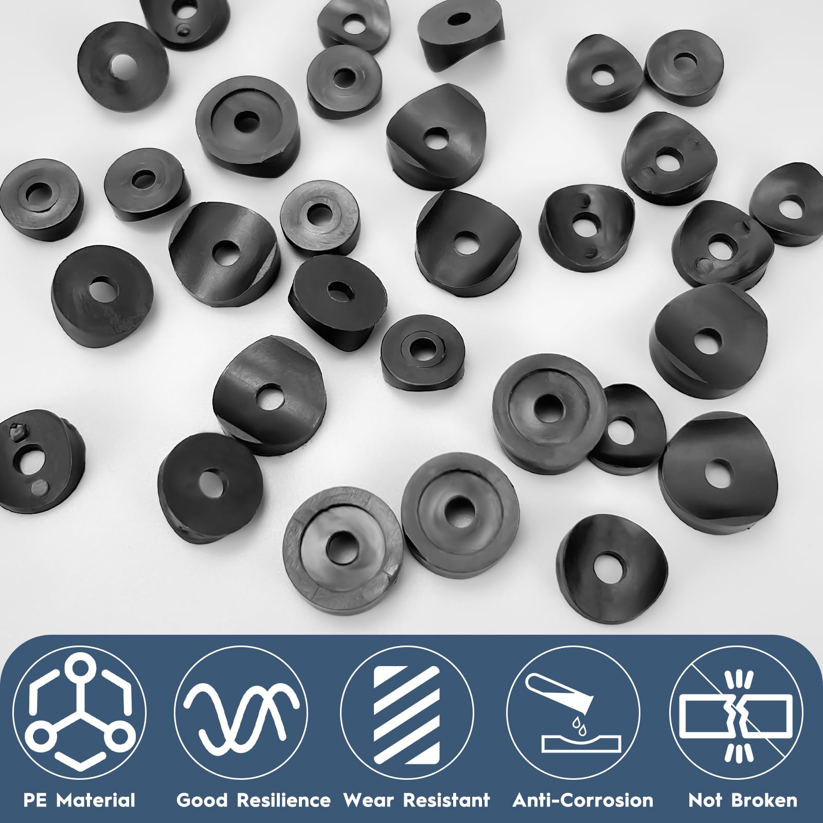 Irenwarl 60pcs Black Plastic Spacer Washers, 19mm, 22mm, 25mm, M3/M4 Screws, Assortment Kit - Image 3
