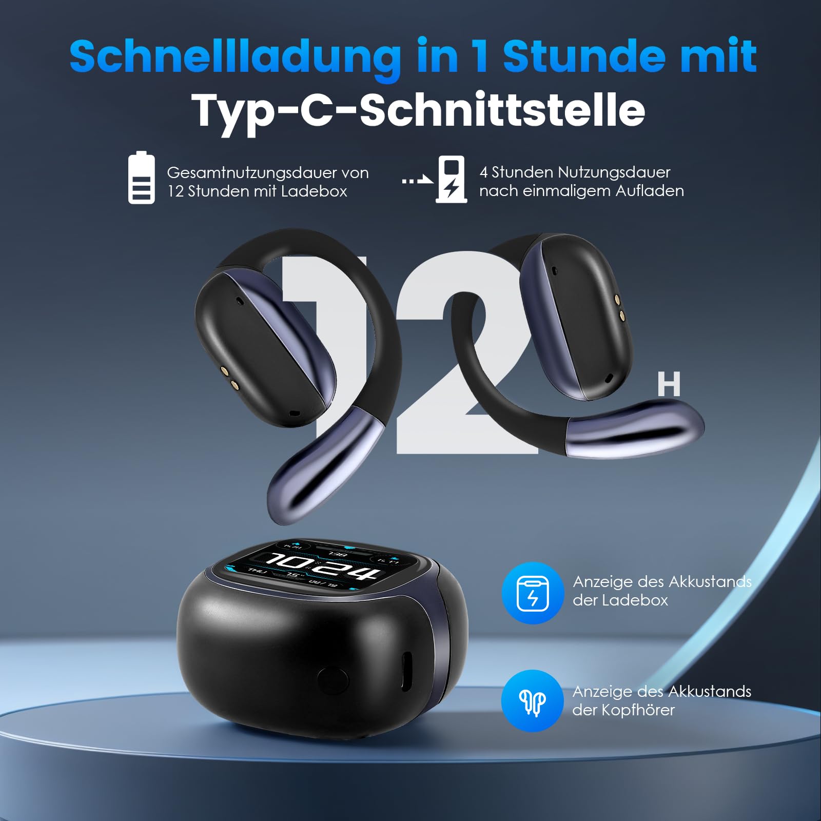 AI übersetzer kopfhörer,Übersetzungskopfhörer mit übersetzung für 134 Sprachen mit LCD Touchscreen, Bluetooth 5.4 Übersetzer Kopfhörer Eübersetzungskopfhörer in echtzeit für Geschäft, Lernen (Schwarz)
