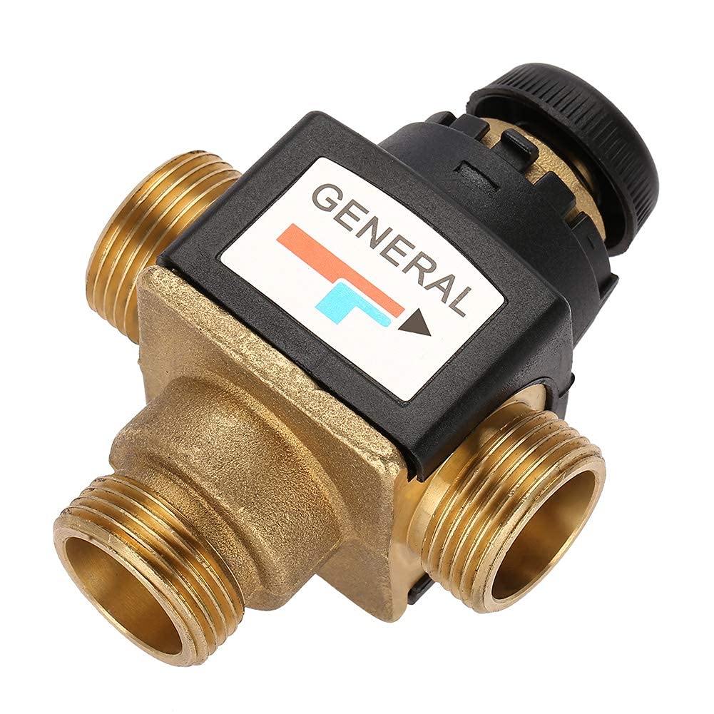 Valvola Miscelatrice Termostatica DN20, Valvola Miscelatrice Termostatica a 3 Vie, Valvola Miscelatrice Termostatiche per Acqua, Filettatura Maschio in Ottone per Scaldabagni Solari e Sistemi Doccia