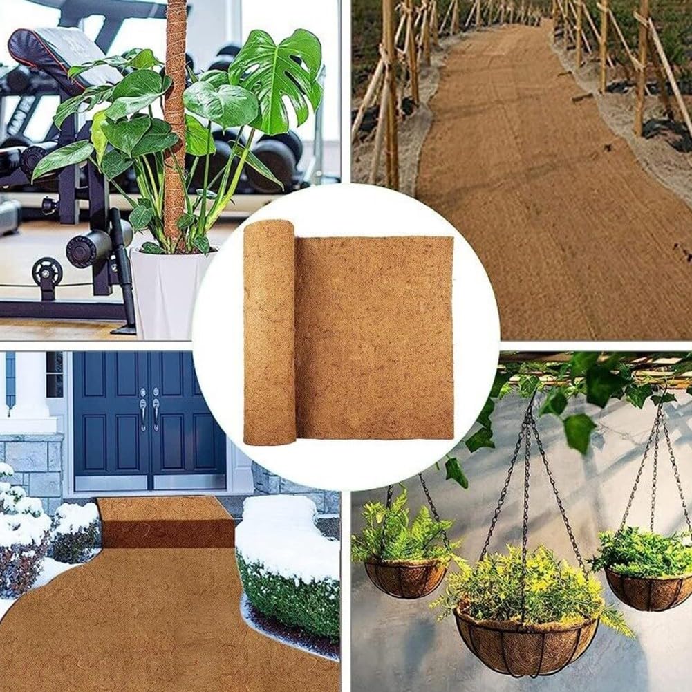 Tapete de coco, 3 unidades de rollo de forro de coco natural de coco almohadilla de fibra de coco forro de fibra de palma de coco forro de cesta colgante para caja de ventana y canales de pared (40 x