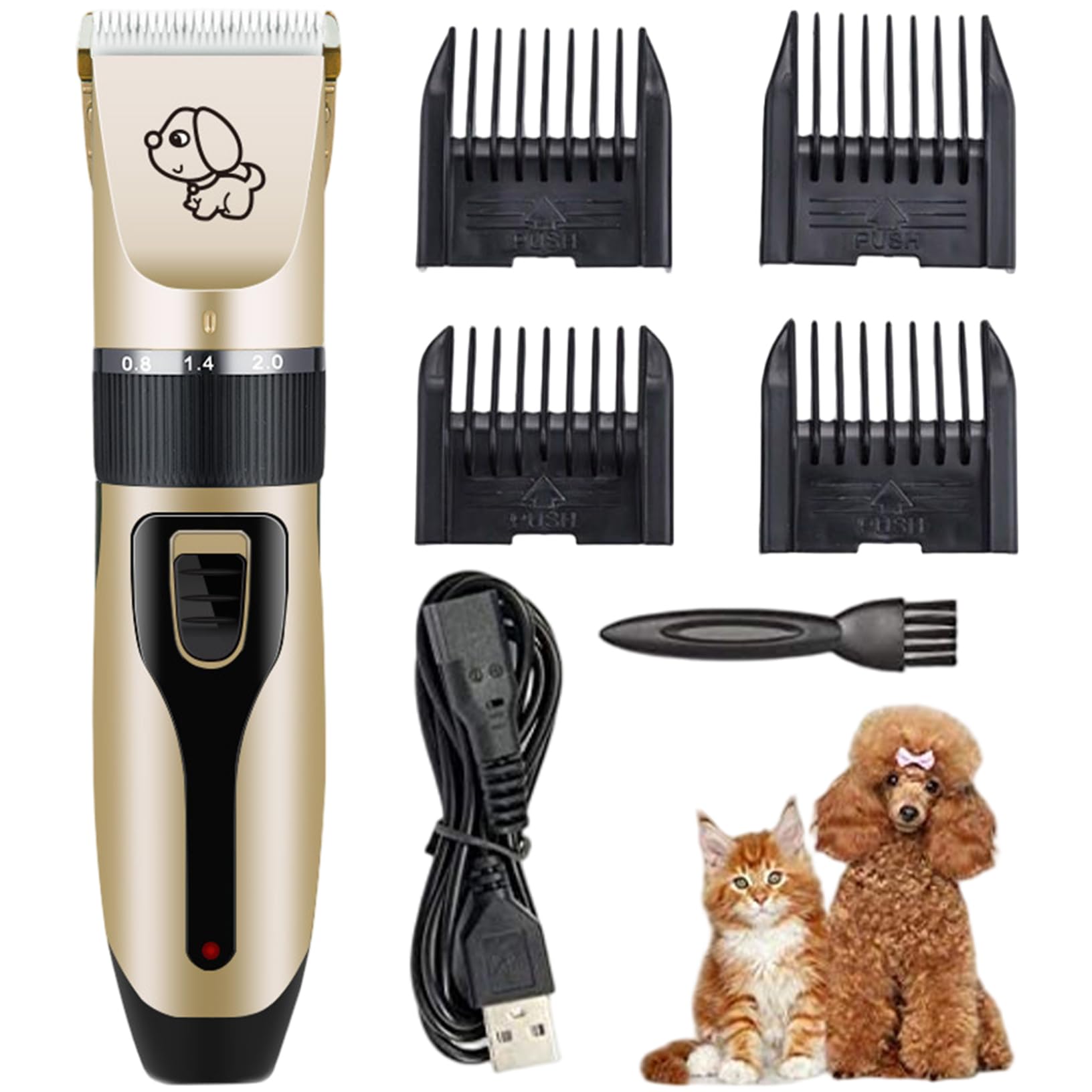 CNAFGBGG Dog Grooming Clipper Kit Electric Pet Hair Trimmers Cordless Low Noise Cat Clippers ..