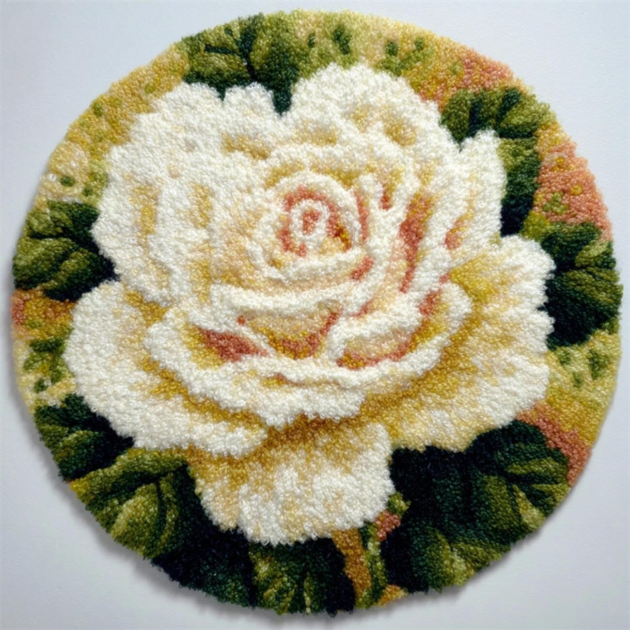 Kitquiver Latch Hook Kit Rug White Roses 60x60cm