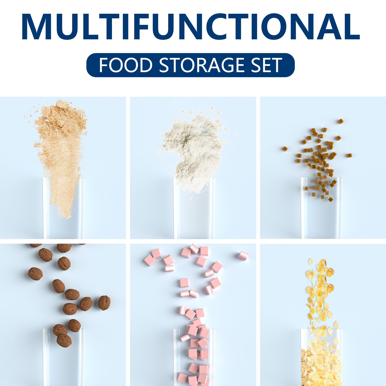 Bakpoco Vakuumversiegelte Frischhaltedosen für Kaffeebohnen, Müsli, Snacks, Gewürze, luftdichte Aufbewahrungsbehälter mit Luftpumpe, 3 Stück, kompakte, transparente Küchen- und