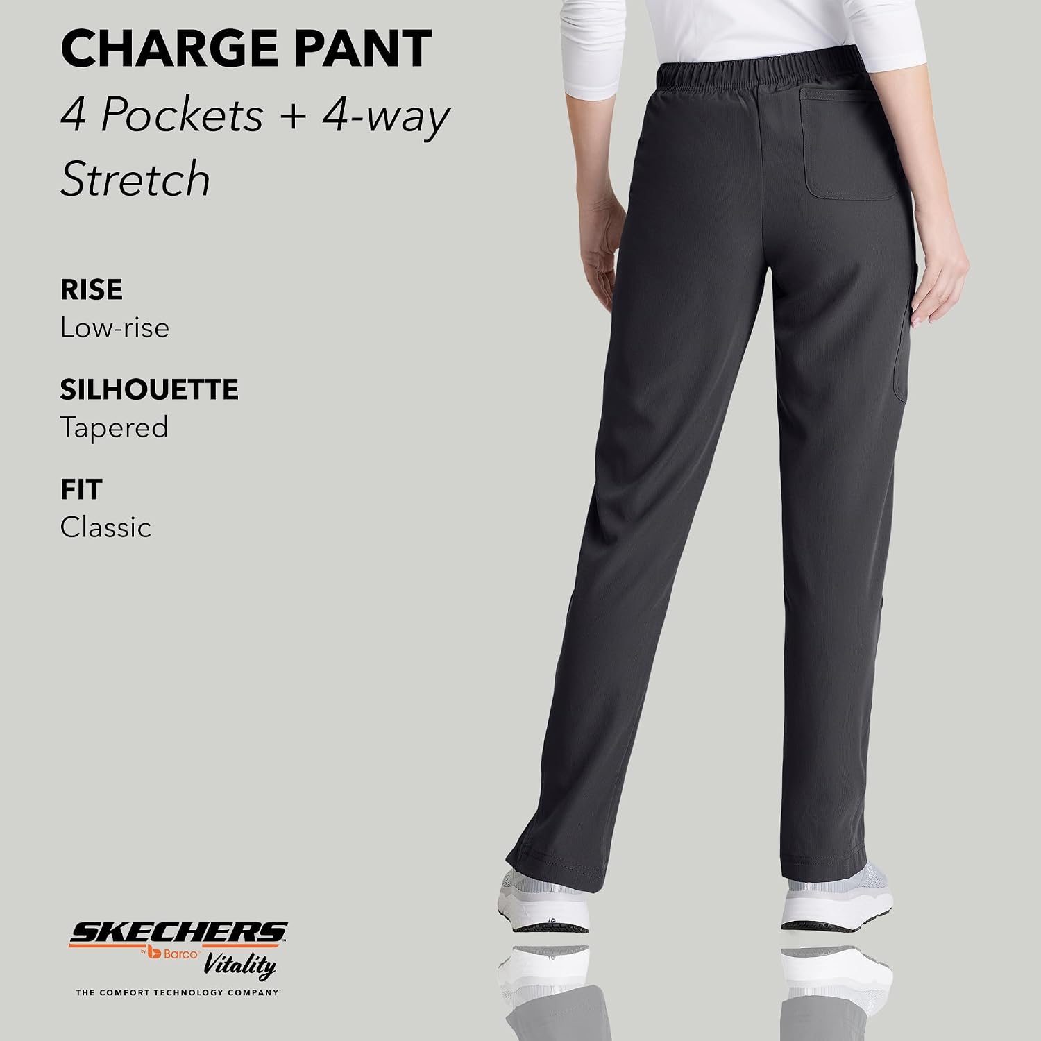 BARCO Skechers Vitality Charge Slim Fit Scrub Jogger for Women – Low-Rise Bottoms with Tapered Leg & 4-Way Stretch